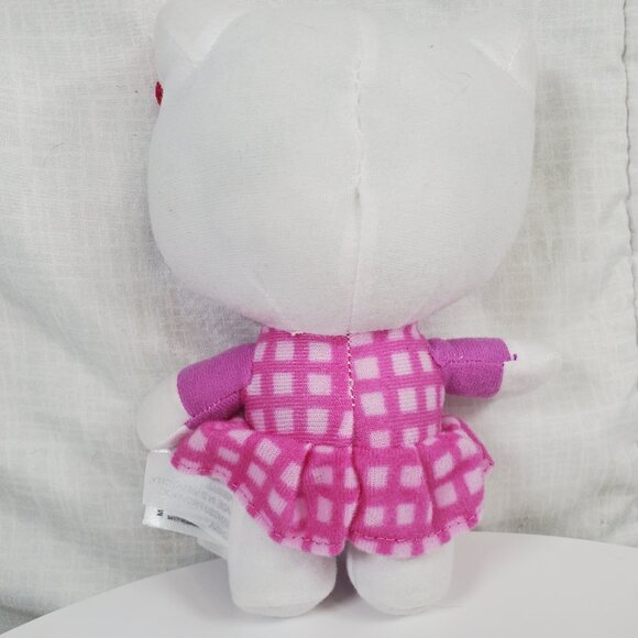 Hello Kitty 6” Plush Wearing Pink Checkered Dress Stuffed Animal By Fiesta - Picture 3 of 4